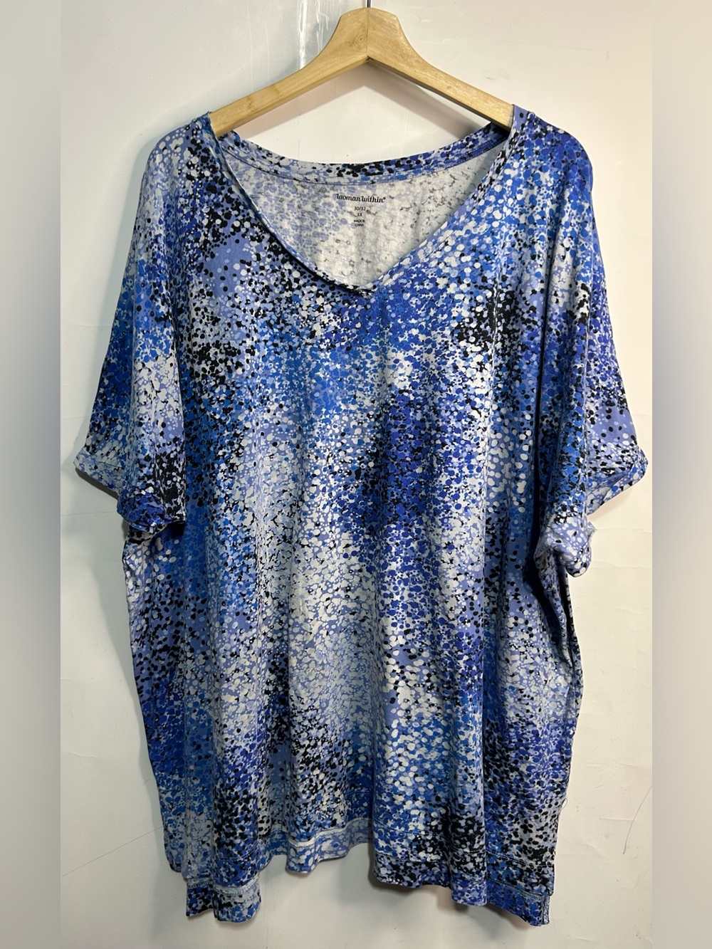 Woman Within Blue Speckled Short Sleeve T-Shirt Size 30/32